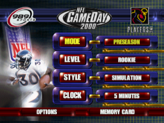 NFL GameDay 2000 title screen for Playstation